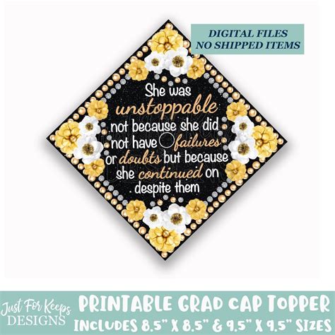 Printable Grad Cap Topper Diy Graduation Cap Topper She Was