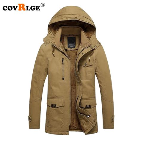 Covrlge Men Autumn Winter Warm Coat Fashion Solid Plus Velvet