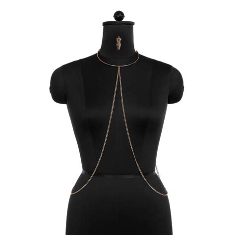 Sleek Plated Metal Choker Bikini Body Chain