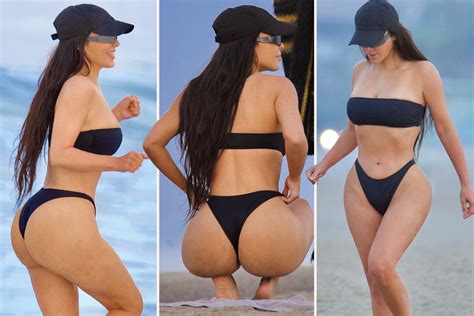 Kim Kardashian Shows Off Bare Butt In Tiny Black Thong Bikini As She