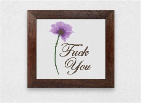Fuck You Flower Cross Stitch Pattern Poppy Purple Adult Etsy