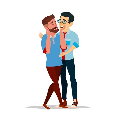 Gay Male Couple Vector Romantic Homosexual Relationship Lgbt Isolated Flat Cartoon Character
