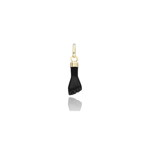 COLGANTE HIGA 20MM PUÑO NEGRO ORO 18K