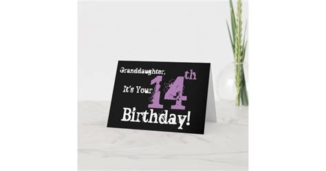 Granddaughters 14th Birthday Black Purple Card