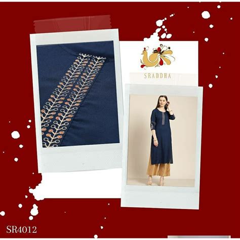 Blue Embroidered Straight Kurta M Size Shopee Malaysia