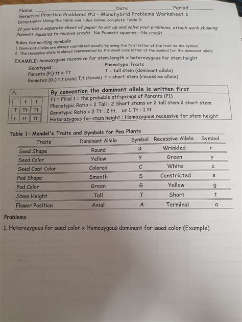 Solved • Name Date Period Genetics Practice Problems 3