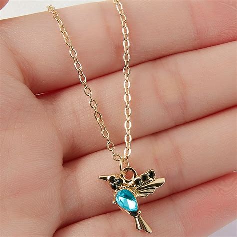 Collares De Colibrí De Animales De Cristal Para Mujer Joyería De Moda