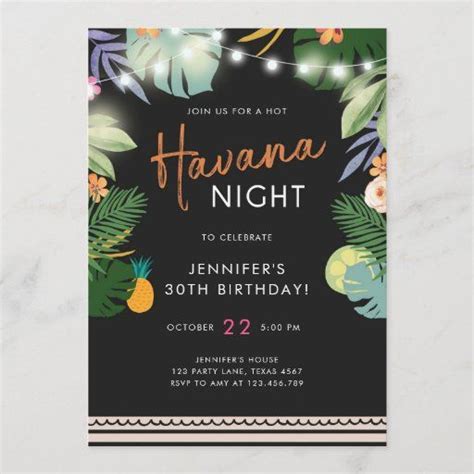 Tropical Party Hot Night In Havana Birthday Shower Invitation Zazzle Artofit