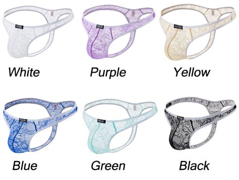 Sexy Lace Transparent Bulge Pouch T Back Thong Lingerie Low Rise Breathable Underpants Sissy