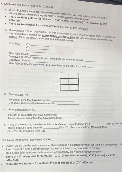 Solved 7 Sex Linked Inheritance Also Called X Linked We Chegg