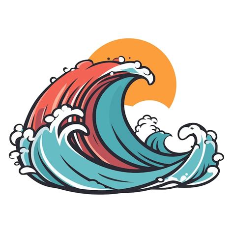 Premium Vector A Vector Based Icon Of An Ocean Wave Featuring A