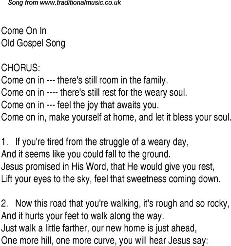 Come On In - Christian Gospel Song Lyrics and Chords