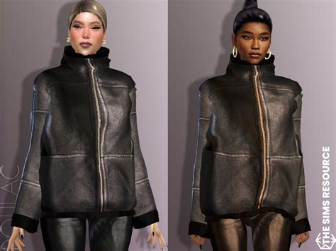 The Sims Resource Faux Leather Oversize Jacket Do667