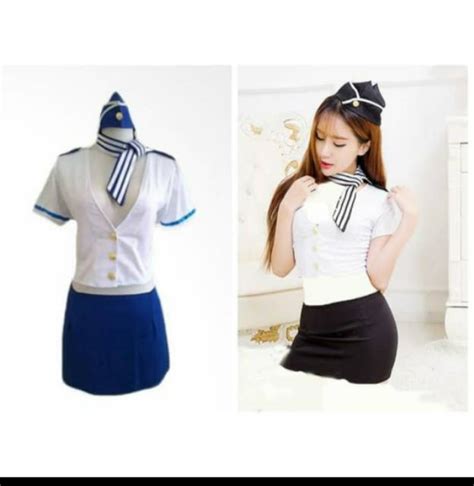 Jual Lingerie Sexy Costume Seragam Kostum Sekertaris Pramugari Seksi Hitam Putih Shopee Indonesia
