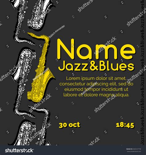 Vector Illustration Jazz Blues Poster Saxophone Stock Vector Royalty Free 658167778 Shutterstock