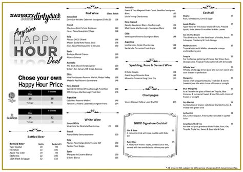 Naughty Babe Dirty Duck Malaysia Menu Prices Updated 2025