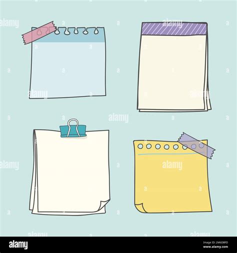 Note Papers Doodle Style Vector Set Stock Vector Image Art Alamy