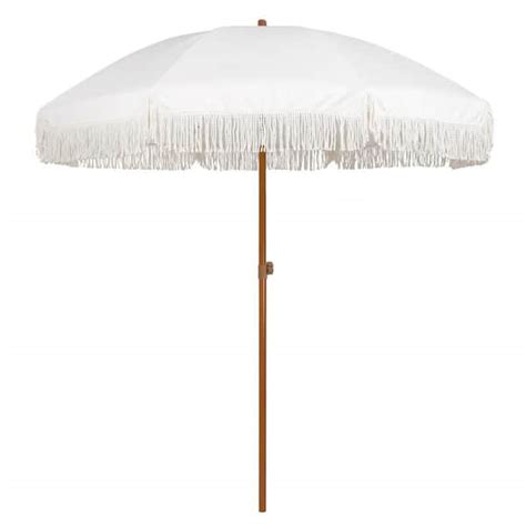 Ft Steel Pole Market Push Button Tilt Patio Umbrella In White Cream