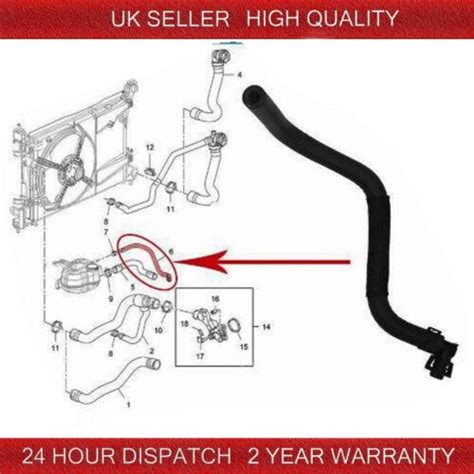 Water Hose Thermostat Housing To Header Tank For Opel Vauxhall Corsa D