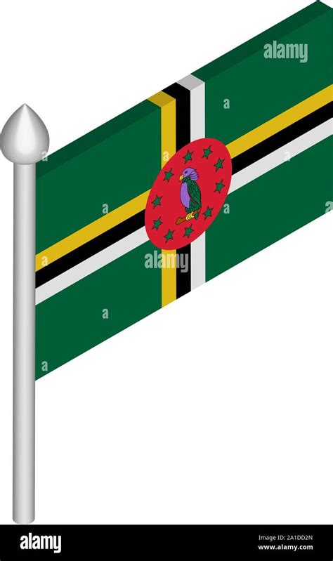 Isometric Illustration of Flagpole with Dominica Flag Stock Vector ...