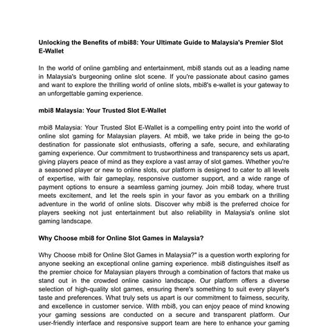 Unlocking the Benefits of mbi88_ Your Ultimate Guide to Malaysia's