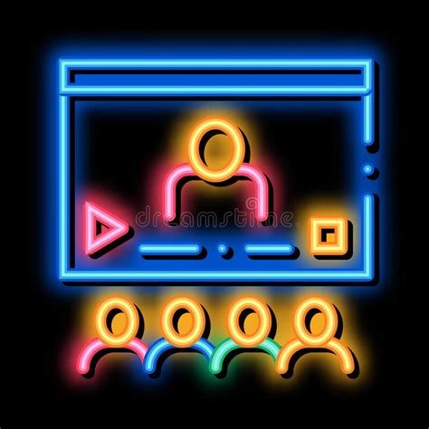 Video Presentation Neon Glow Icon Illustration Stock Vector