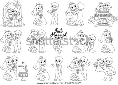 Vector Black White Set Bride Groom Stock Vector (Royalty Free ...