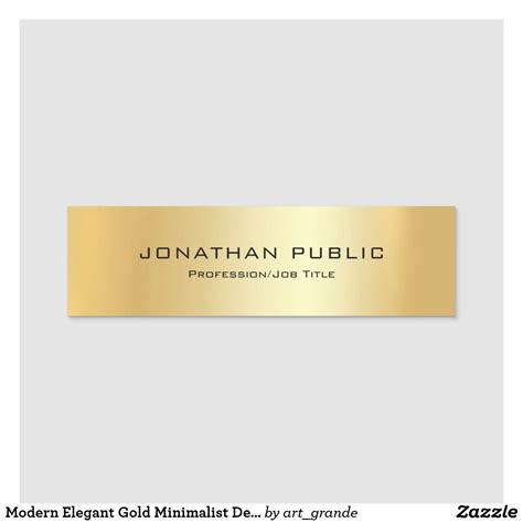 Modern Elegant Gold Minimalist Design Template Name Tag | Zazzle | Design template, Name tags ...