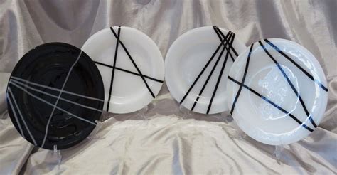 Fused Glass Plates Black And White Plates Art Glass Plates Etsy