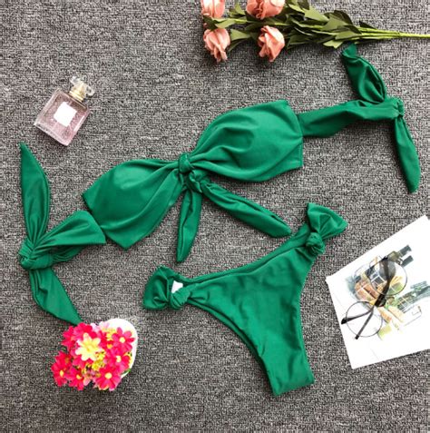 Pure Color Swimsuit Bind Even Sleeve Ms Bikini Sexy Swimsuit On Luulla