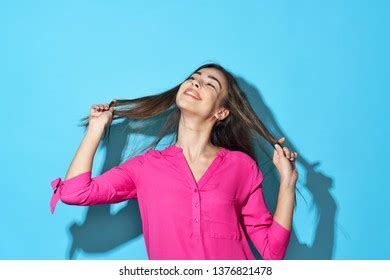 Hair Care Portrait Beautiful Brunette Woman Stock Photo
