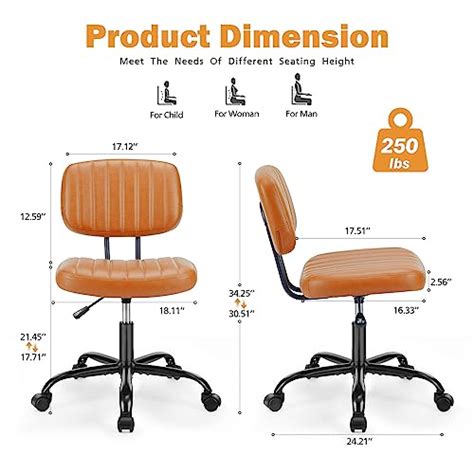 Sweetcrispy Small Office Desk Chair With Wheels Armless Comfy Computer