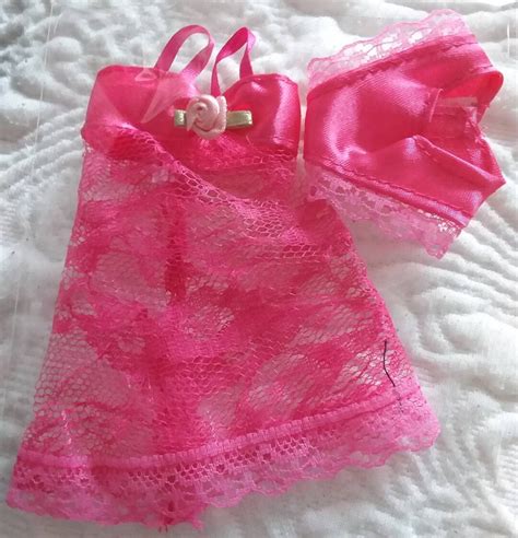Miniature Dollshouse Barbie Hot Pink Sexy Negligee Matching Panties Set Etsy