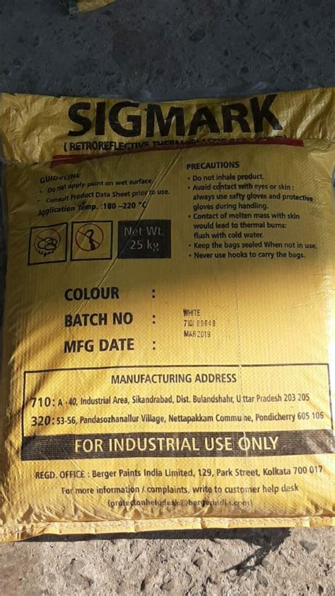 Berger White Thermoplastic Road Marking Paint At ₹ 62kilogram In