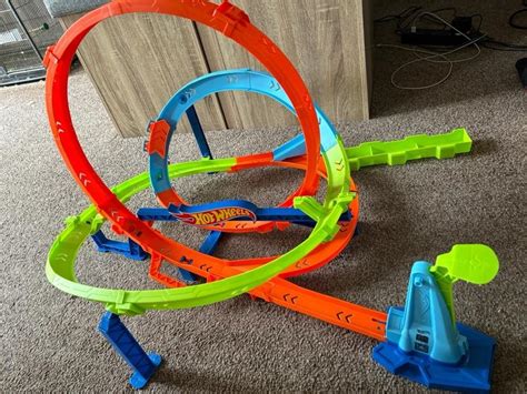 Hot Wheels Action Loop Cyclone Challenge Track Set With 1 64 Scale Toy Car Easy Storage Macy S