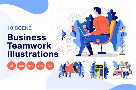 Premium Business Teamwork Illustration pack from Business Illustrations