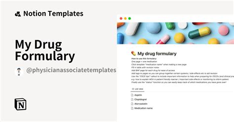 My Drug Formulary Template By Revisionfun Notion Marketplace