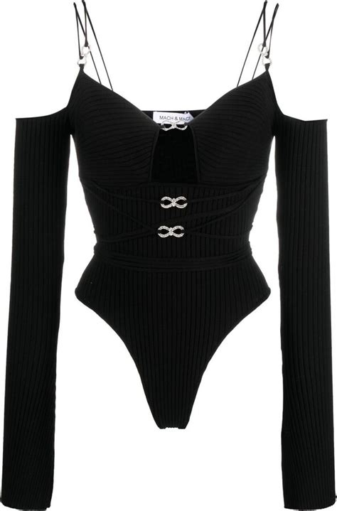 Mach And Mach Crystal Bows Bodysuit Shopstyle Tops