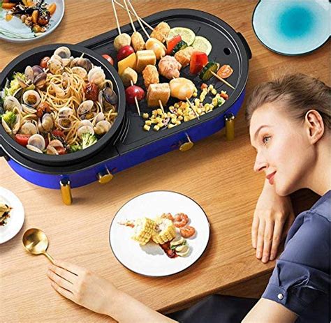 Koiuj Haushalt Multi Funktions Grill Bratpfanne Dual Purpose Barbecue Hot Pot Ein Pot Elektro