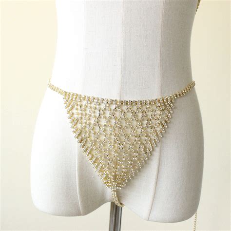 Erotic Sexy Hollow Out Rhinestone Necklace Bikini Diamante Etsy