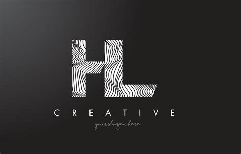 Hl H L Letter Logo With Zebra Lines Texture Design Vector