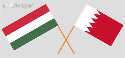 Bahrain and Hungary Crossed Bahraini and Hungarian flags 이미지