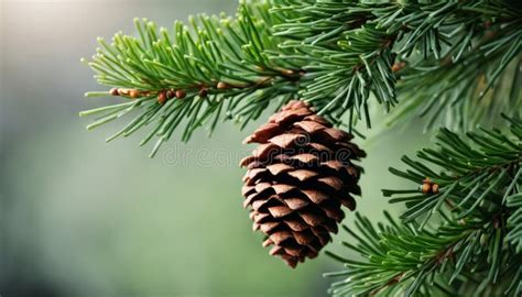 A Pine Cone Hanging From A Tree Branch Stock Illustration