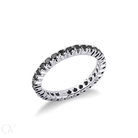 Anello Eternity A Griffe In Oro Bianco 18k Con Diamanti Da 0 01 Ct