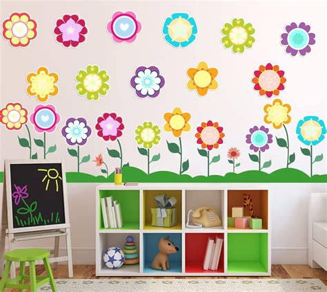 PETCEE 40Pcs Flowers Cutouts Bulletin Board Decorations Springtime ...