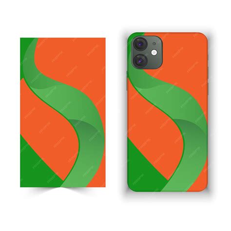 Premium Vector | A green and orange phone case with a green and orange cover