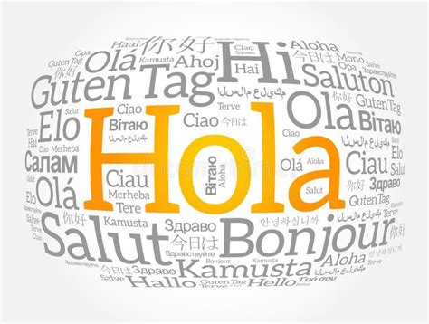 Hola (Hello Greeting in Spanish) Word Cloud Concept Stock Illustration ...