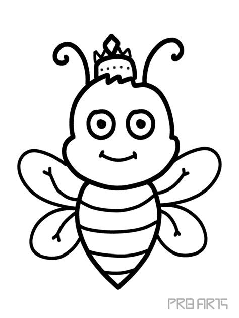 Cute Queen Bee Drawing Tutorial For Kids Prb Arts