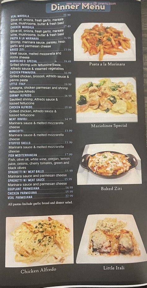 Online Menu Of Mariolinos Italian Cuisine Restaurant Andrews North