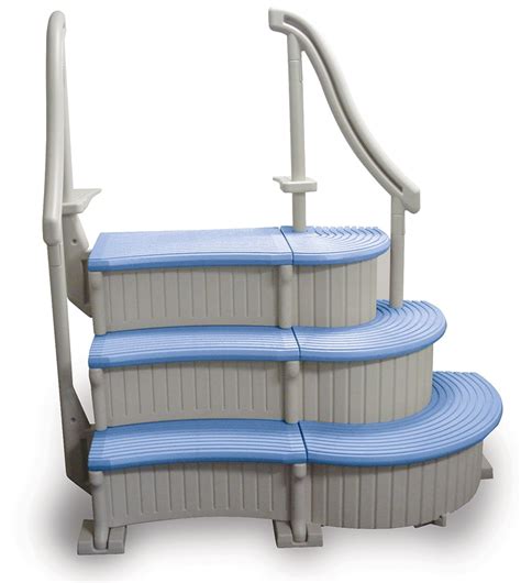 Confer Curve Complete System Inground Swimming Pool Steps With Blue